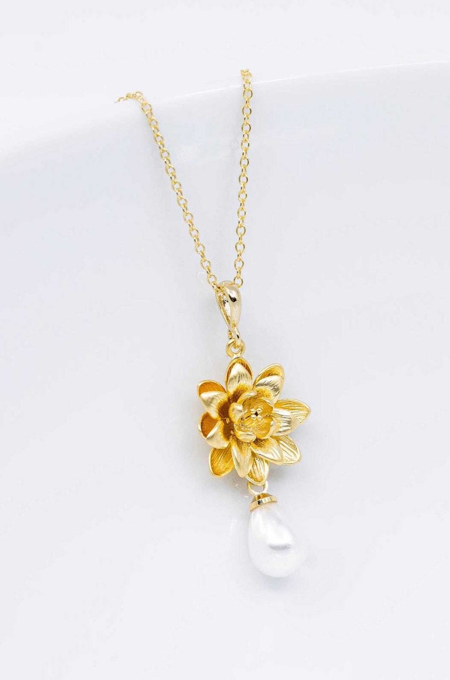 Schmuck Catalea | Kette Vergoldet Blume Perle