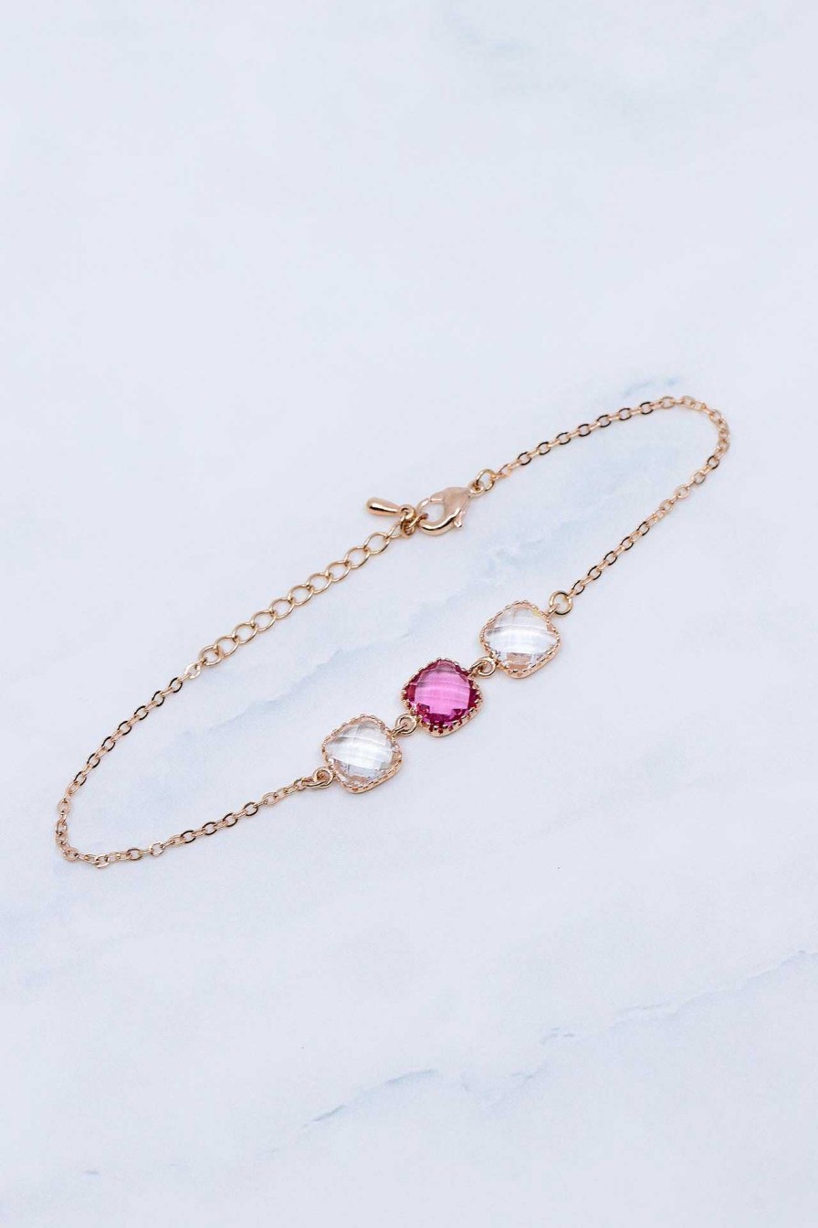 Schmuck Catalea | Armband Rosegold Rot Kristall