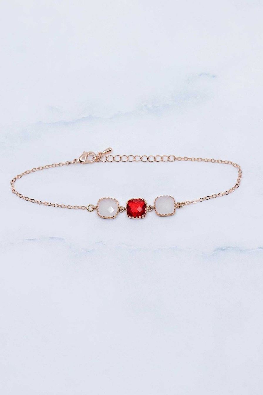 Schmuck Catalea | Armband Rosegold Rot Weiss