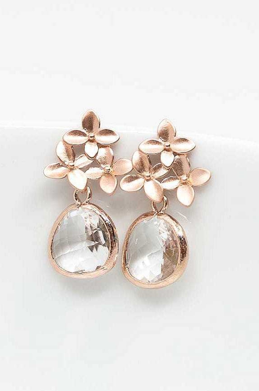 Hochzeitsschmuck Catalea | Ohrringe Amsterdam Rosegold Kristall Blumen