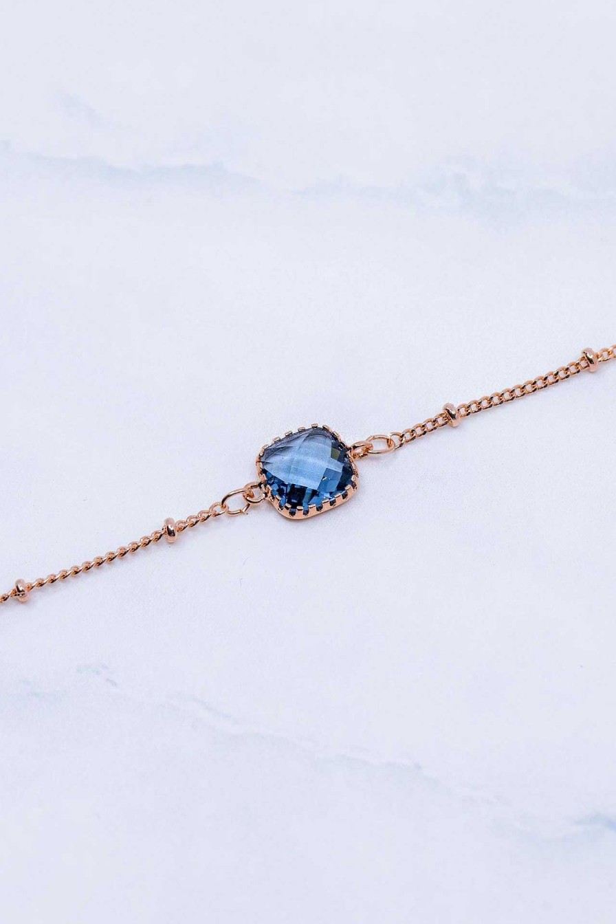 Schmuck Catalea | Armband Rosegold Blau Kugeln