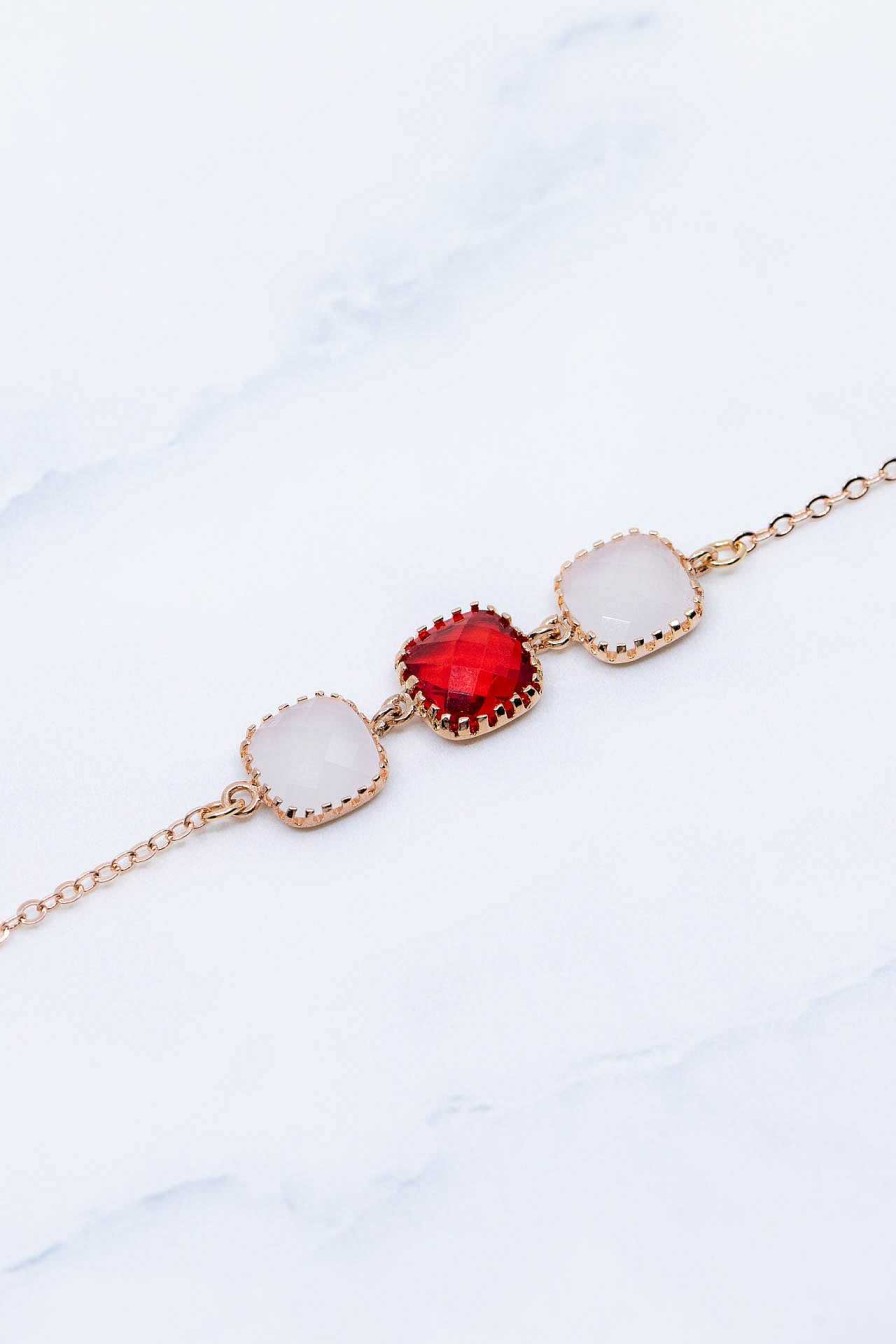 Schmuck Catalea | Armband Rosegold Rot Weiss