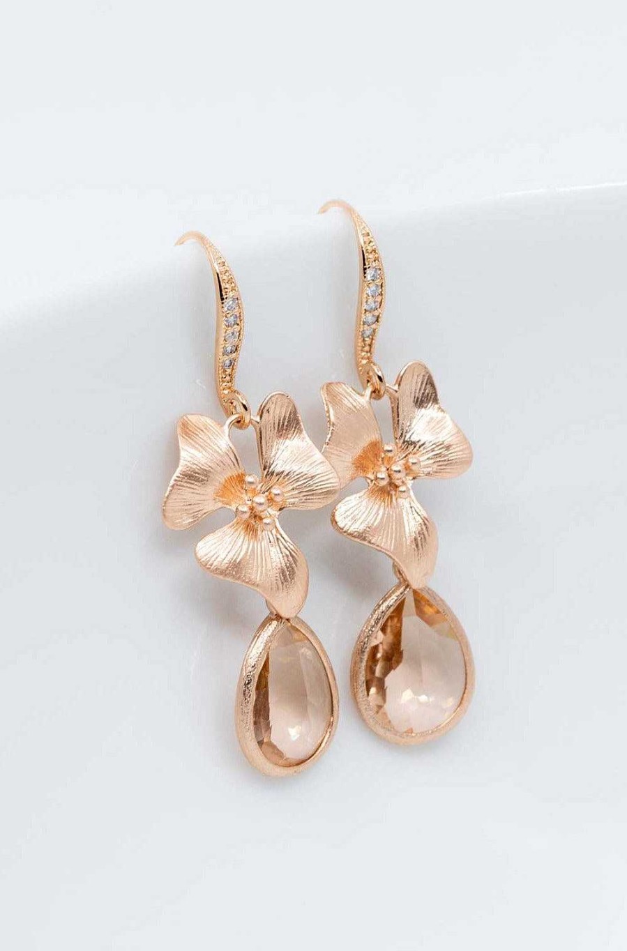 Hochzeitsschmuck Catalea | Ohrringe Rosegold Pfirsich Flores