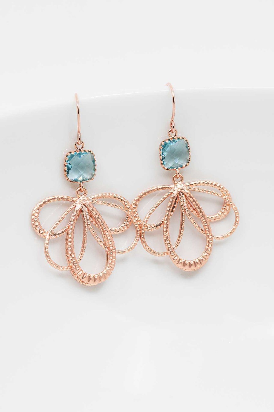 Schmuck Catalea | Ohrringe Rosegold Aquamarin Malaga