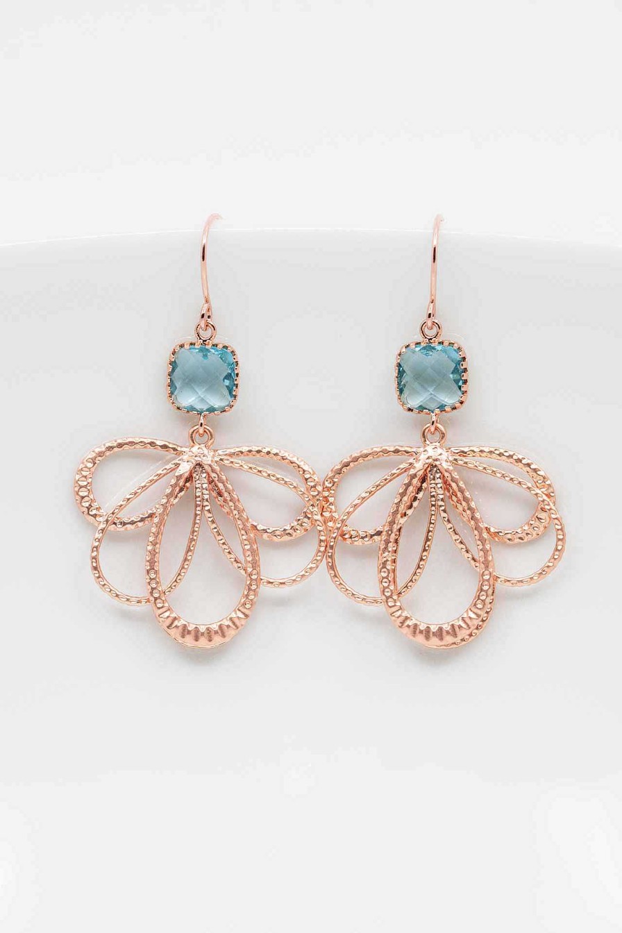 Schmuck Catalea | Ohrringe Rosegold Aquamarin Malaga