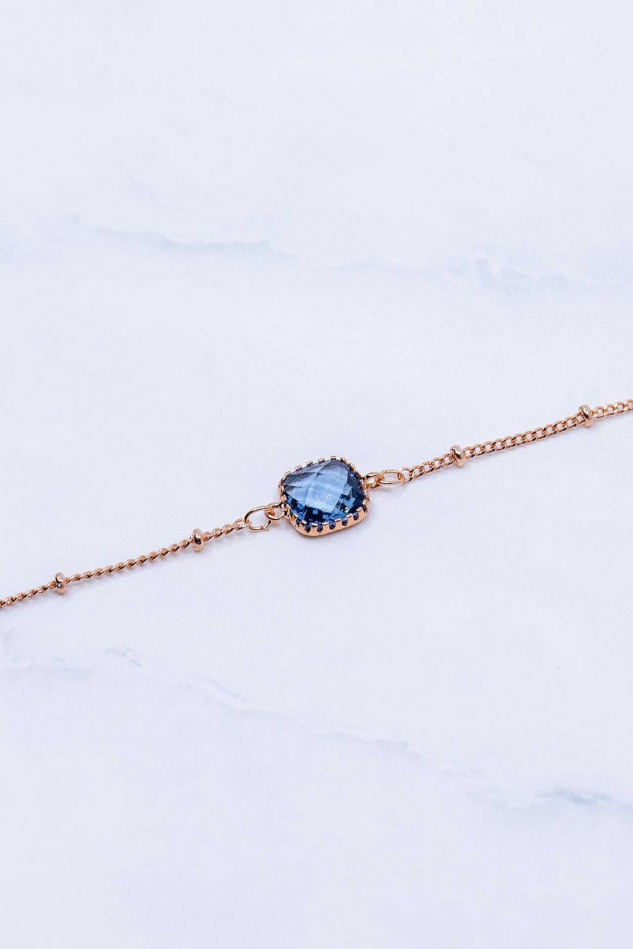 Schmuck Catalea | Armband Rosegold Blau Kugeln