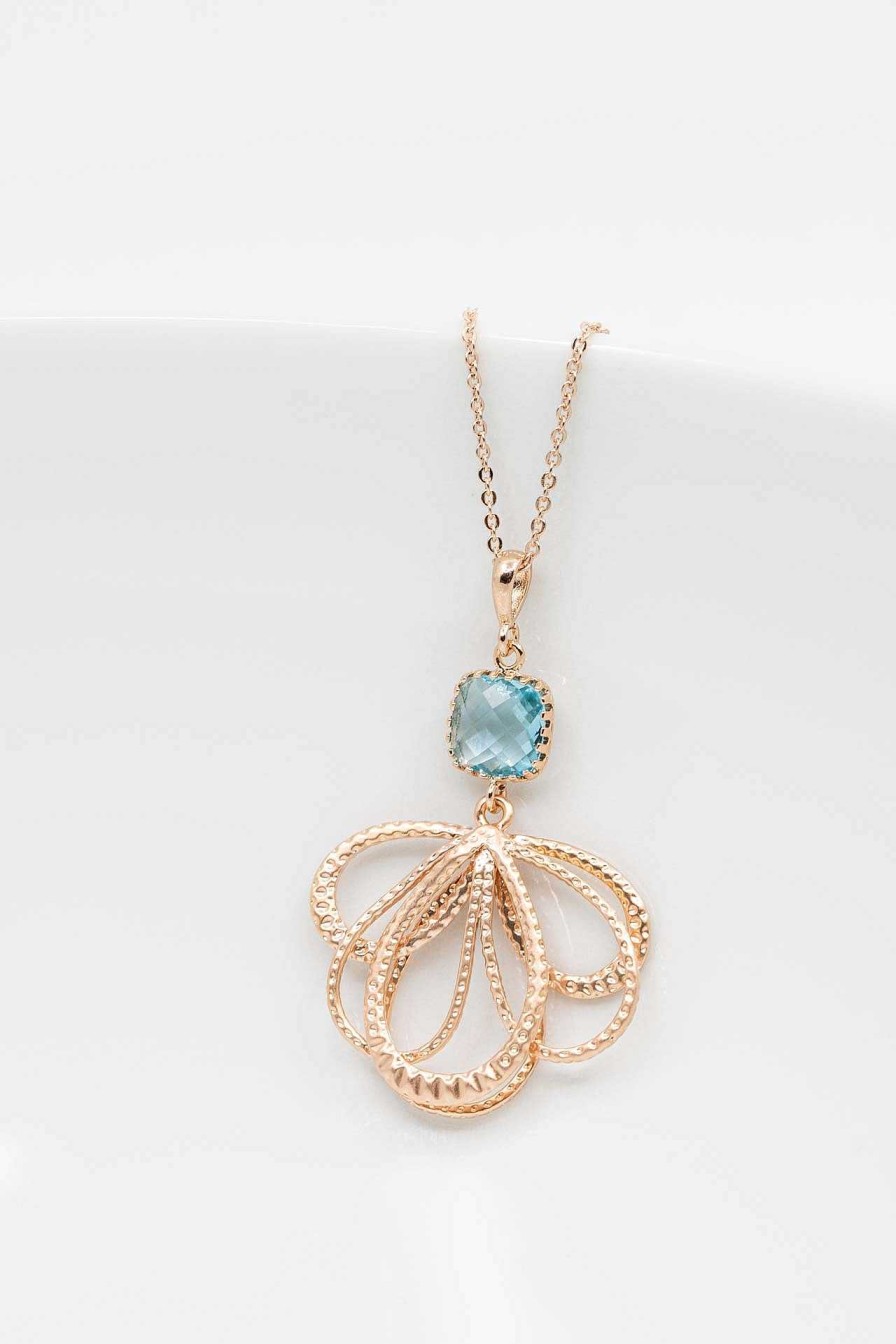 Schmuck Catalea | Kette Malaga Rosegold Aquamarin