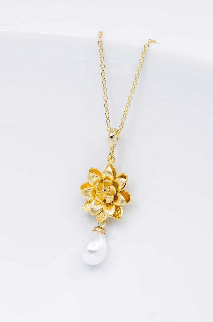 Schmuck Catalea | Kette Vergoldet Blume Perle